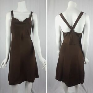 J. Crew Size 4 Brown Silk Tricotine Robin Short Dress Formal Crisscross Straps